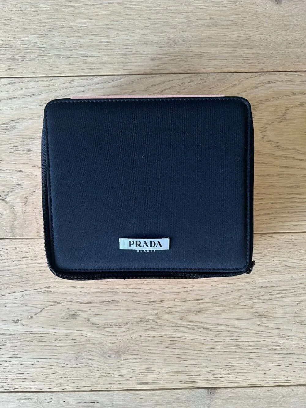 Prada Parfums Beauty Zippered Makeup Cosmetic Pouch Bag Pink & Black